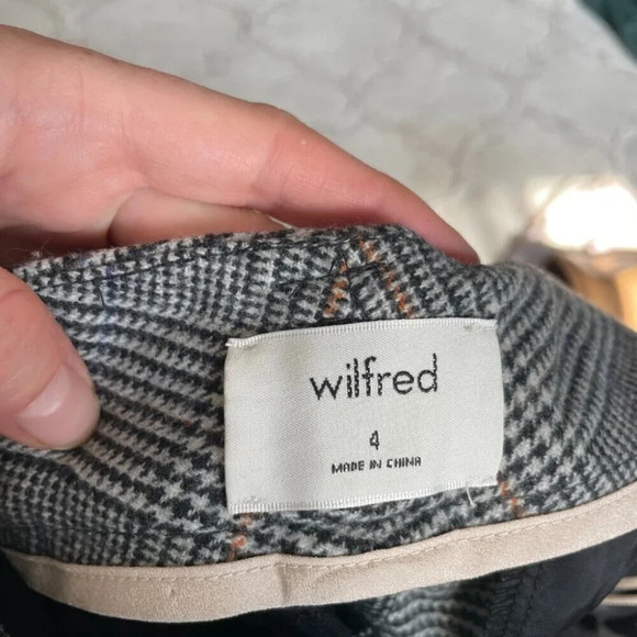 Aritzia Wilfred Jallade Tie Front Wool Blend Pants Trousers Grey Plaid Size 4 - Picture 7 of 8